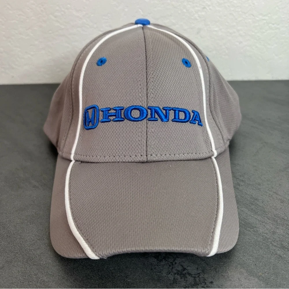 Honda Cap Hat Licensed Honda Embroidered Grey Mesh White Piping Adjustable Strap